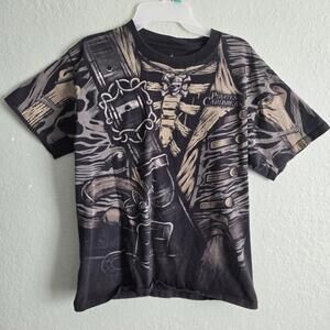 Disney Parks Pirates Of The Caribbean Black T-Shirt All Over Print Sz M